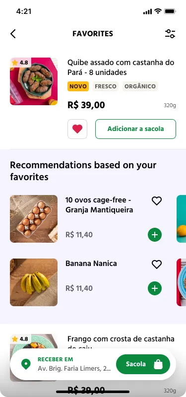 Recommendations placed inline, next to the item they relate to